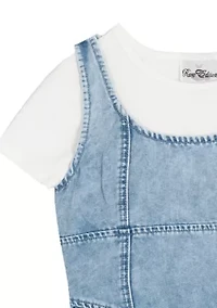Girls 7-16 Denim Corset Jumper Dress