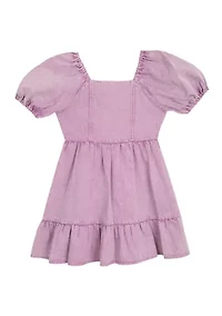 Girls 7-16 Denim Puff Sleeve Dress