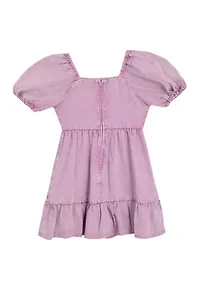 Girls 7-16 Denim Puff Sleeve Dress