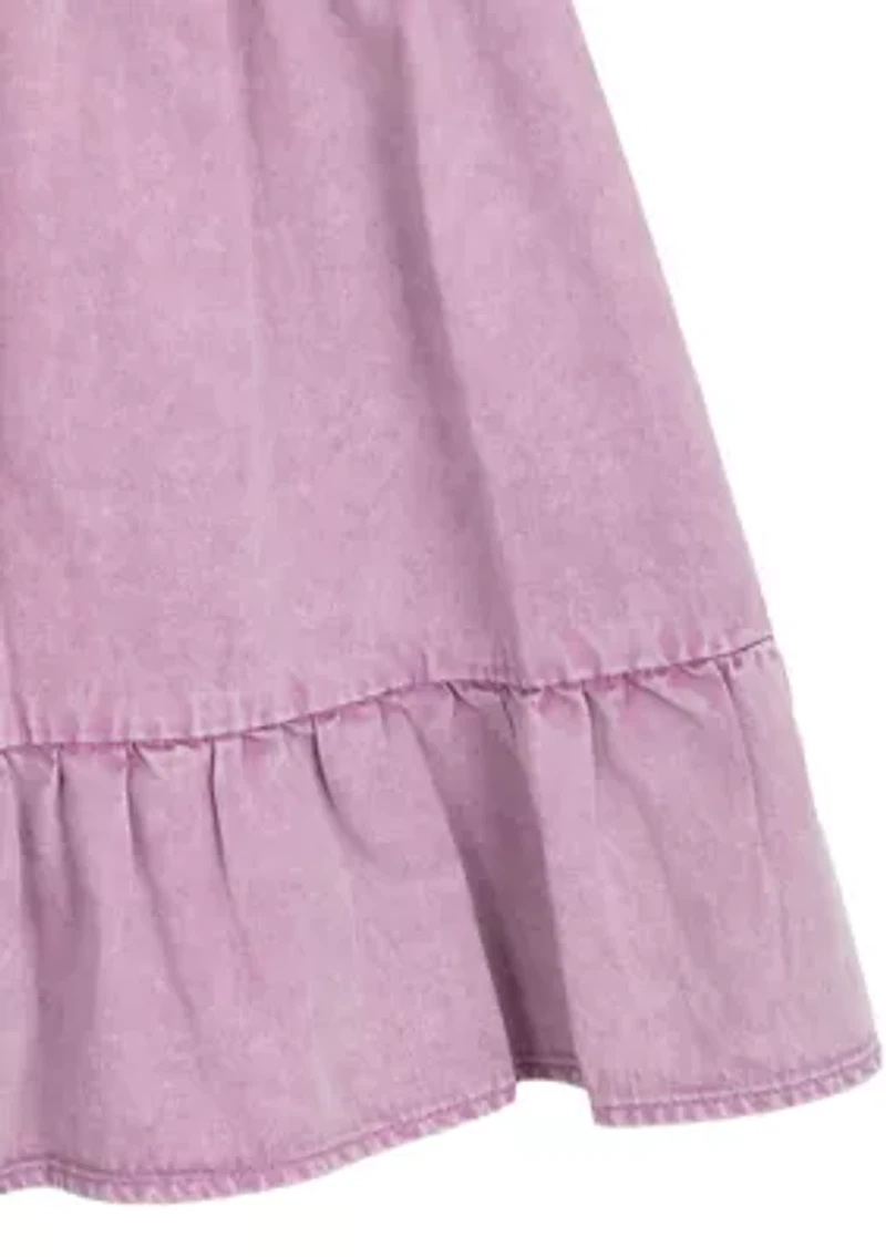 Girls 7-16 Denim Puff Sleeve Dress