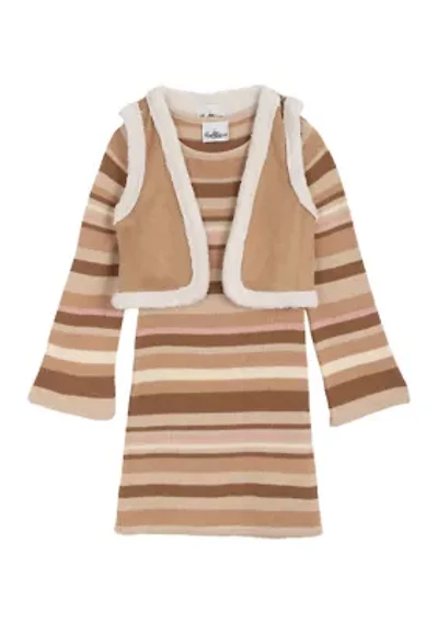 Girls 7-16 Striped Sweater Dress and Vest Set