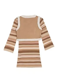 Girls 7-16 Striped Sweater Dress and Vest Set