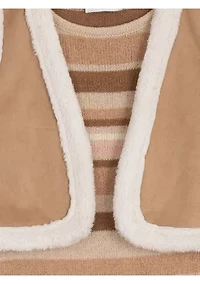 Girls 7-16 Striped Sweater Dress and Vest Set