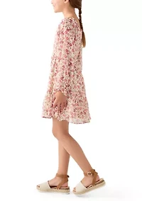 Girls 7-16 Smocked Floral Chiffon Dress