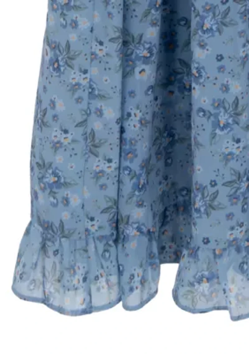 Girls 7-16 Long Balloon Sleeve Floral Maxi Dress