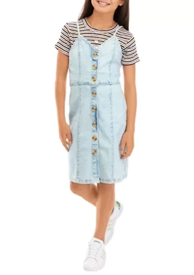Girls 7-16 Denim Jumper Dress
