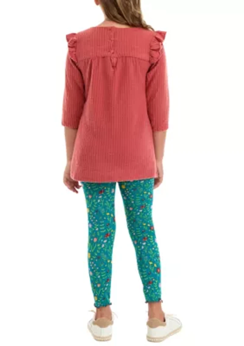 Girls 7-16 Thermal Knit Top and Brushed Legging Set