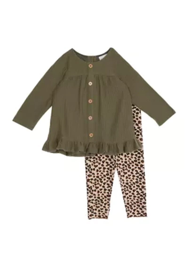 Girls 7-16 Knit Top and Printed Leggings Set
