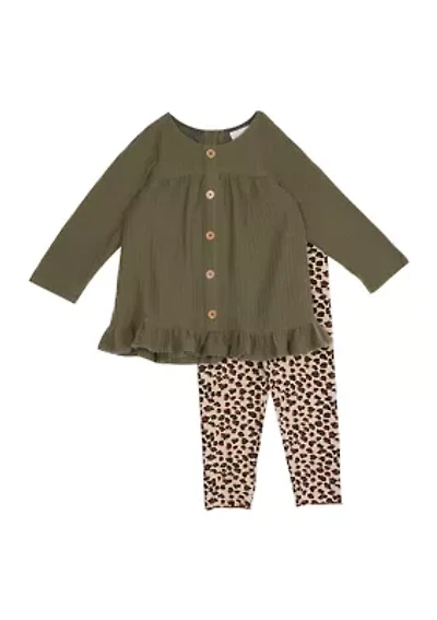 Girls 7-16 Knit Top and Printed Leggings Set