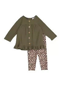 Girls 7-16 Knit Top and Printed Leggings Set