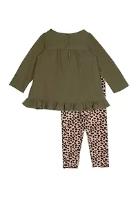Girls 7-16 Knit Top and Printed Leggings Set