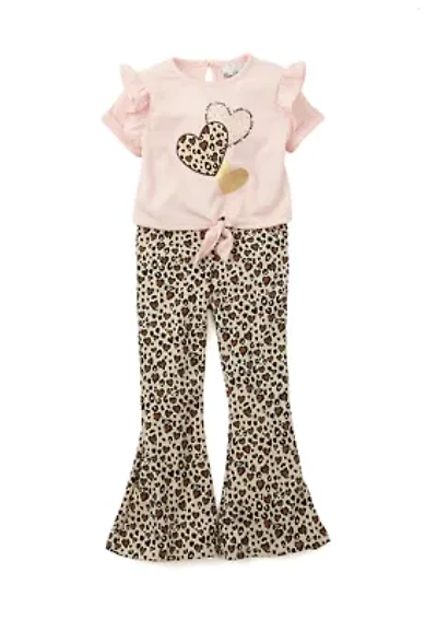 Girls 4-6x Brushed Ribbed Printed Graphic Set
