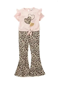 Girls 4-6x Brushed Ribbed Printed Graphic Set