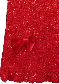 Girls 4-6x Sequin Ruffle Tweed Dress with Headband
