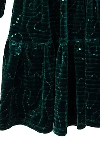 Girls 4-6x Sequin Mesh Sleeve Velvet Dress