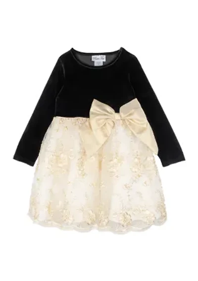 Girls 4-6x Velvet Bodice to Corded Skirt Dress