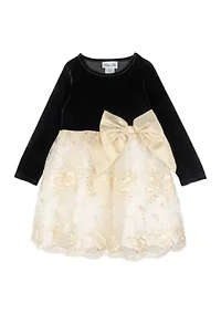 Girls 4-6x Velvet Bodice to Corded Skirt Dress