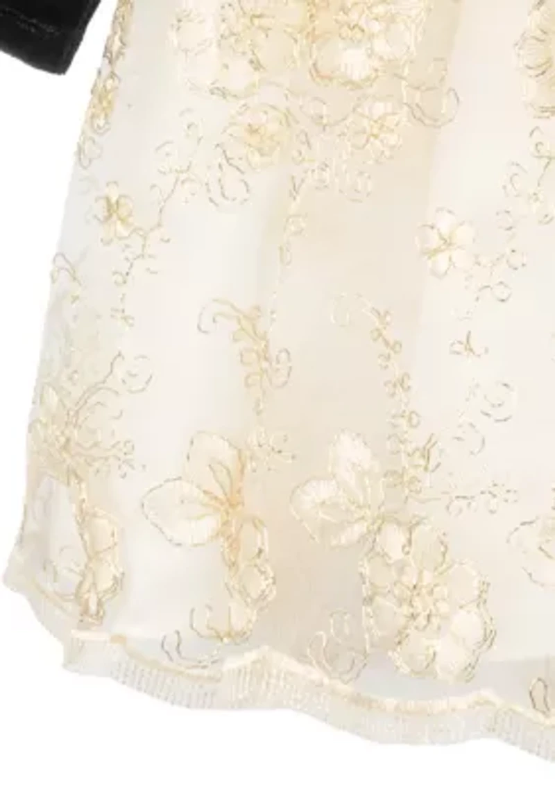 Girls 4-6x Velvet Bodice to Corded Skirt Dress