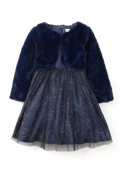 Girls 4-6x Foil Stars Dress and Jacket