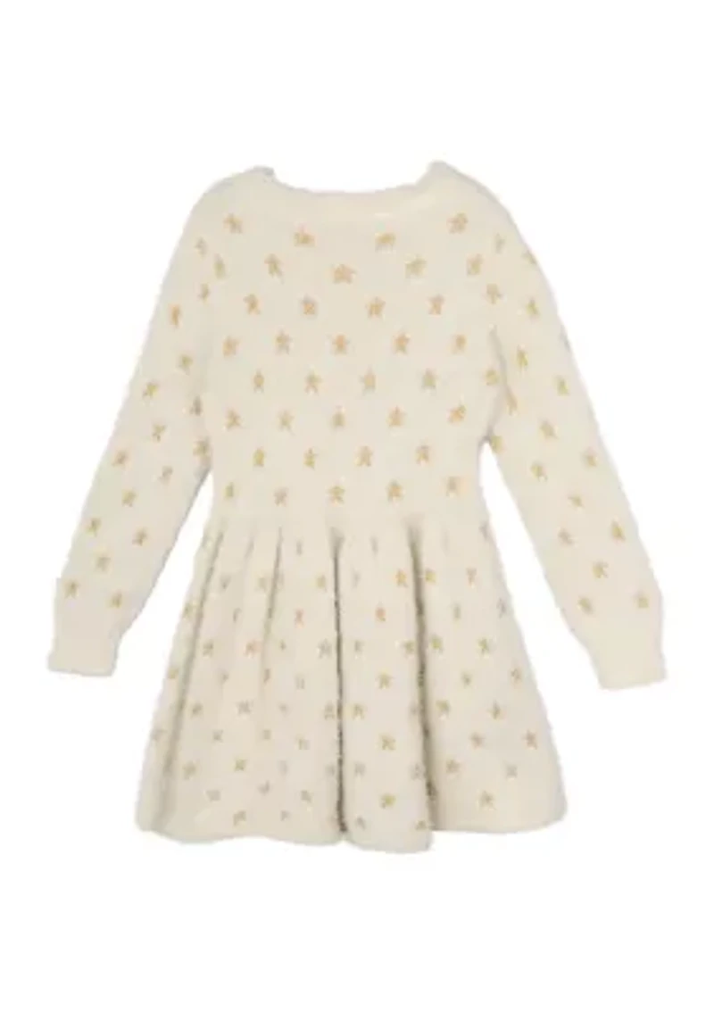 Girls 4-6x Star Sweater Dress with Pleather Bag Set