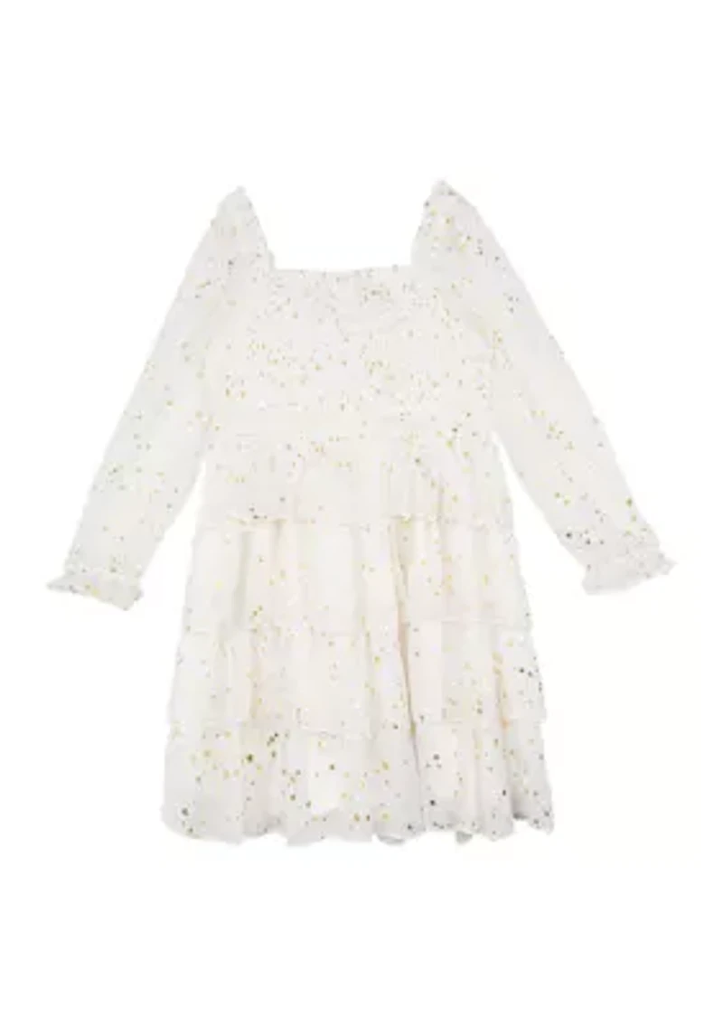 Girls 4-6x Foil Printed Dress