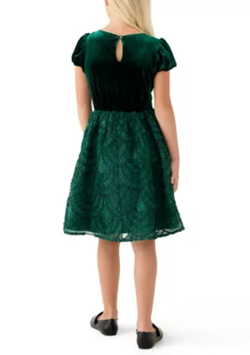 Girls 4-6x Velvet Soutache Dress