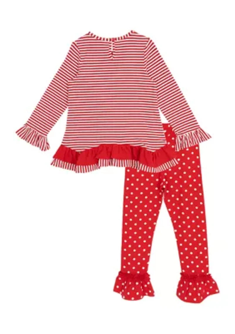 Girls 4-6x Dot Stripe Reindeer Set