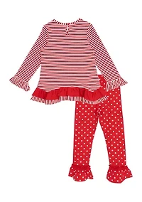 Girls 4-6x Dot Stripe Reindeer Set