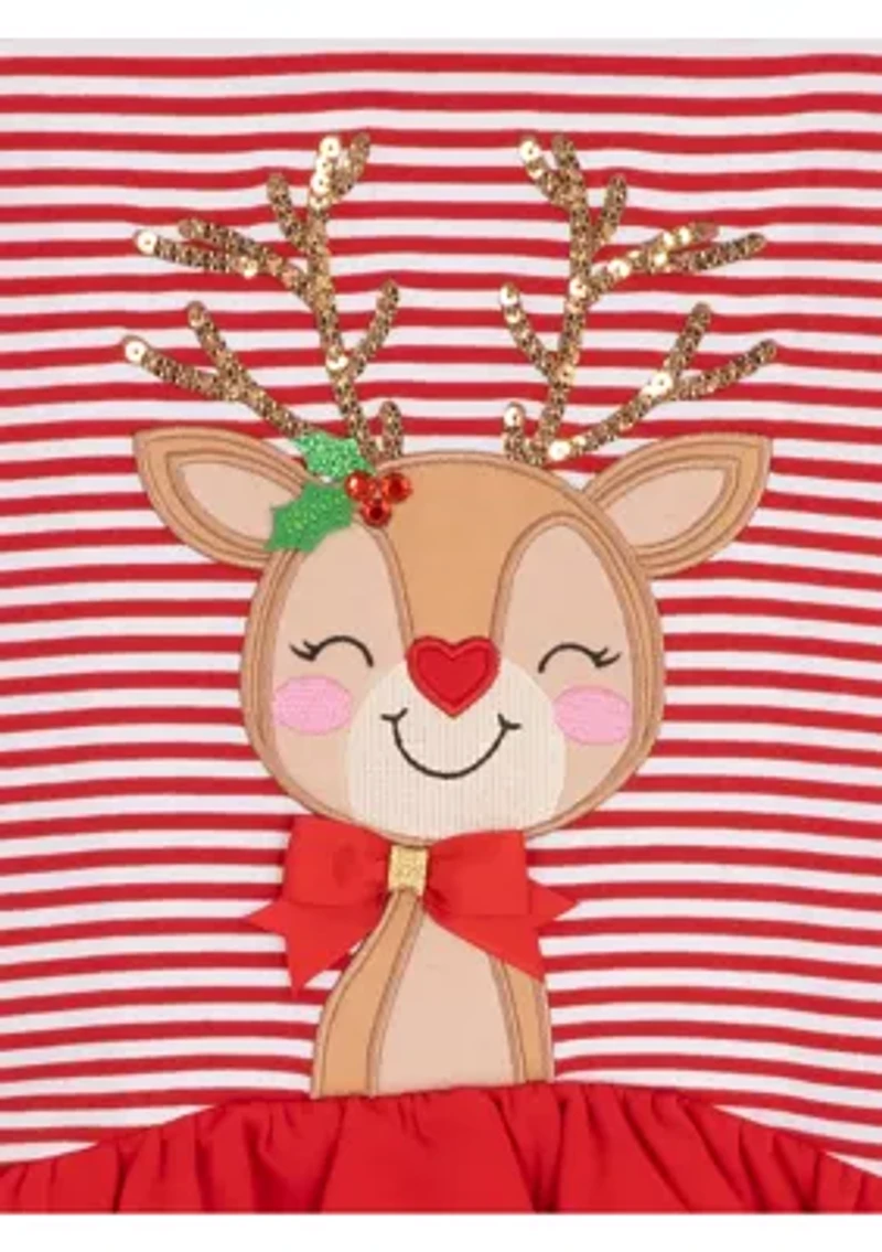 Girls 4-6x Dot Stripe Reindeer Set