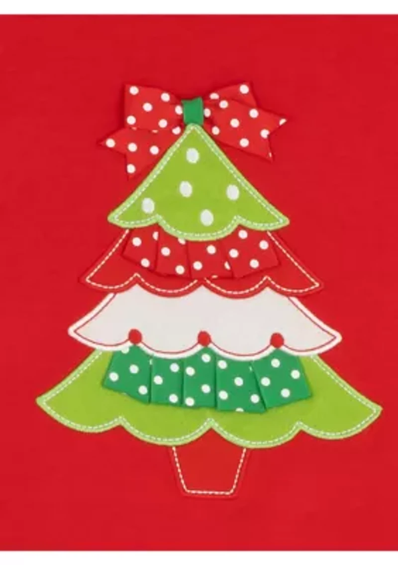 Girls 4-6x Tree Graphic Bell Sleeve Top and Dot Legging Set