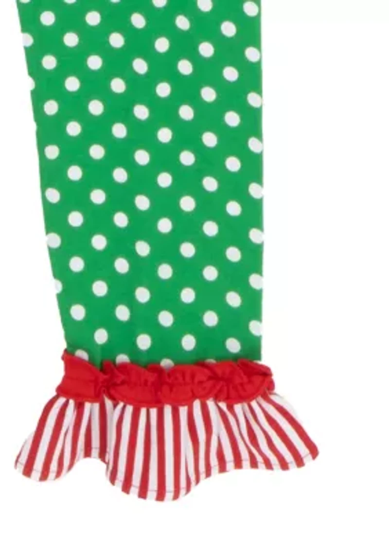 Girls 4-6x Tree Graphic Bell Sleeve Top and Dot Legging Set