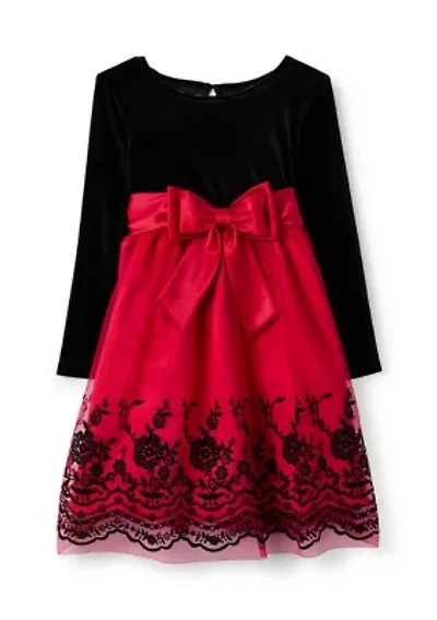 Girls 4-6x Velvet Flocked Mesh Skirt Dress