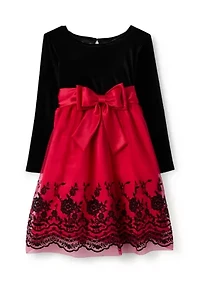 Girls 4-6x Velvet Flocked Mesh Skirt Dress