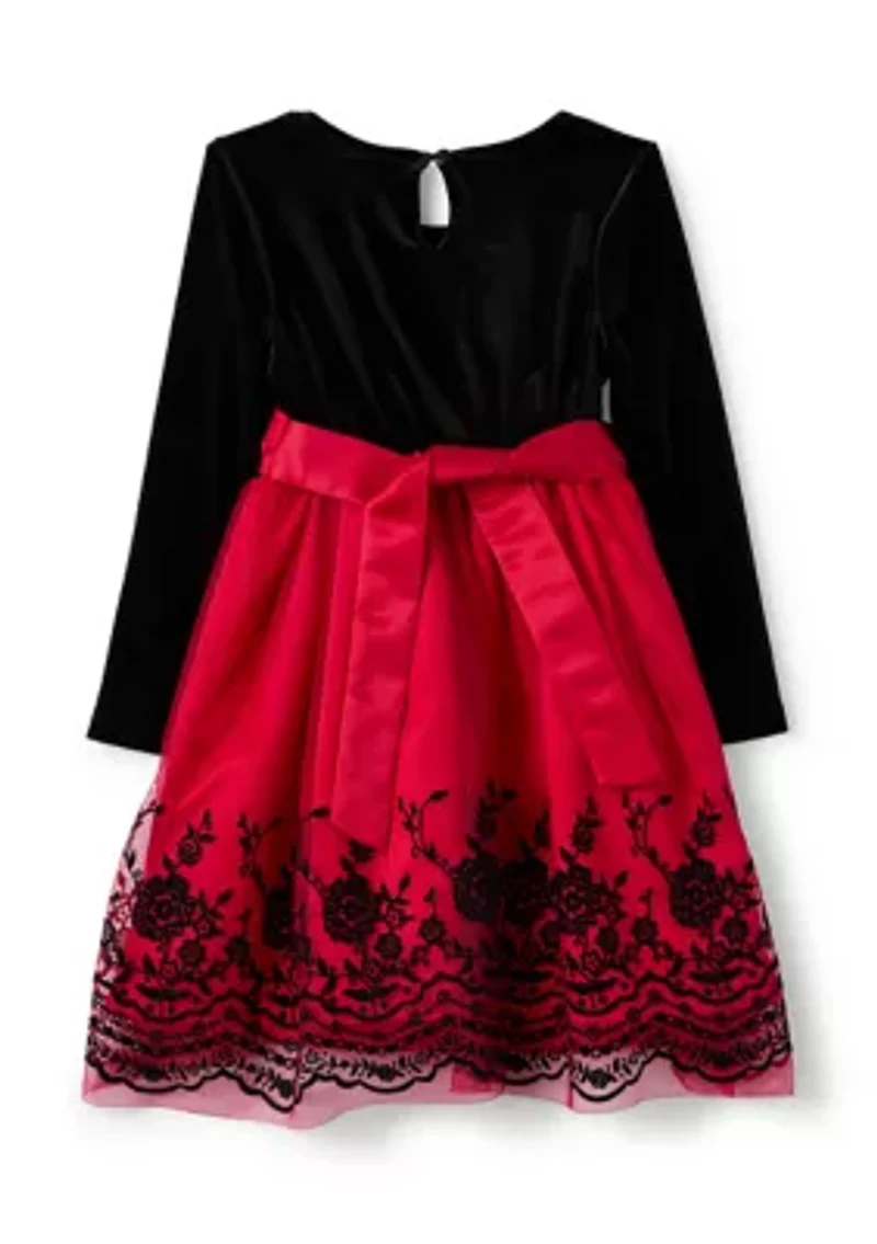 Girls 4-6x Velvet Flocked Mesh Skirt Dress