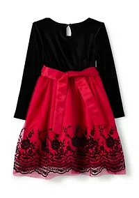Girls 4-6x Velvet Flocked Mesh Skirt Dress