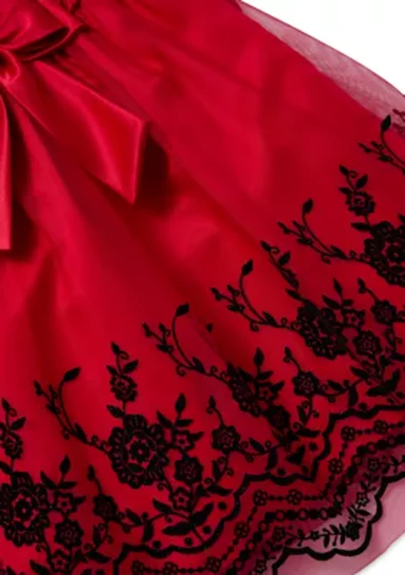 Girls 4-6x Velvet Flocked Mesh Skirt Dress