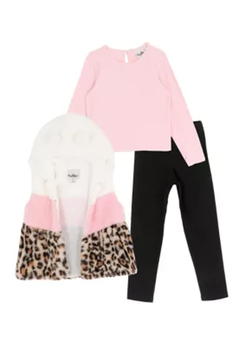 Girls 4-6 Animal Fur Vest Set