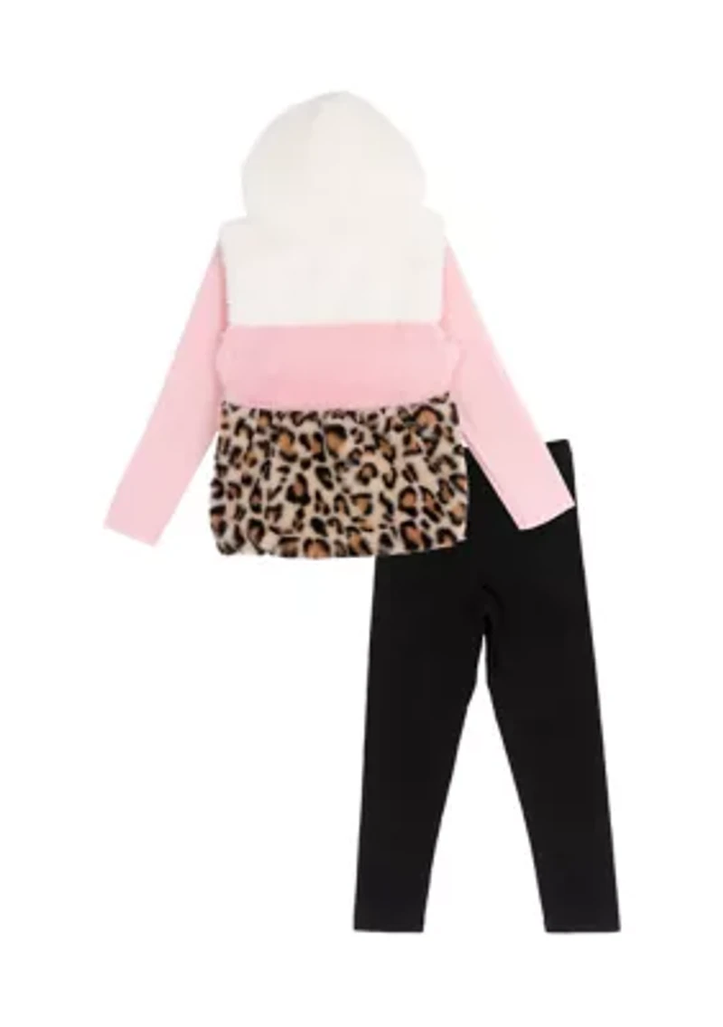 Girls 4-6 Animal Fur Vest Set
