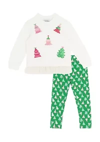 Girls 4-6x Multi Tree Pullover and Legging Set