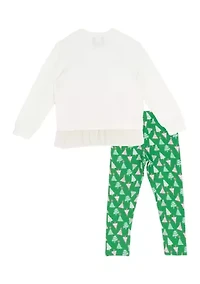 Girls 4-6x Multi Tree Pullover and Legging Set