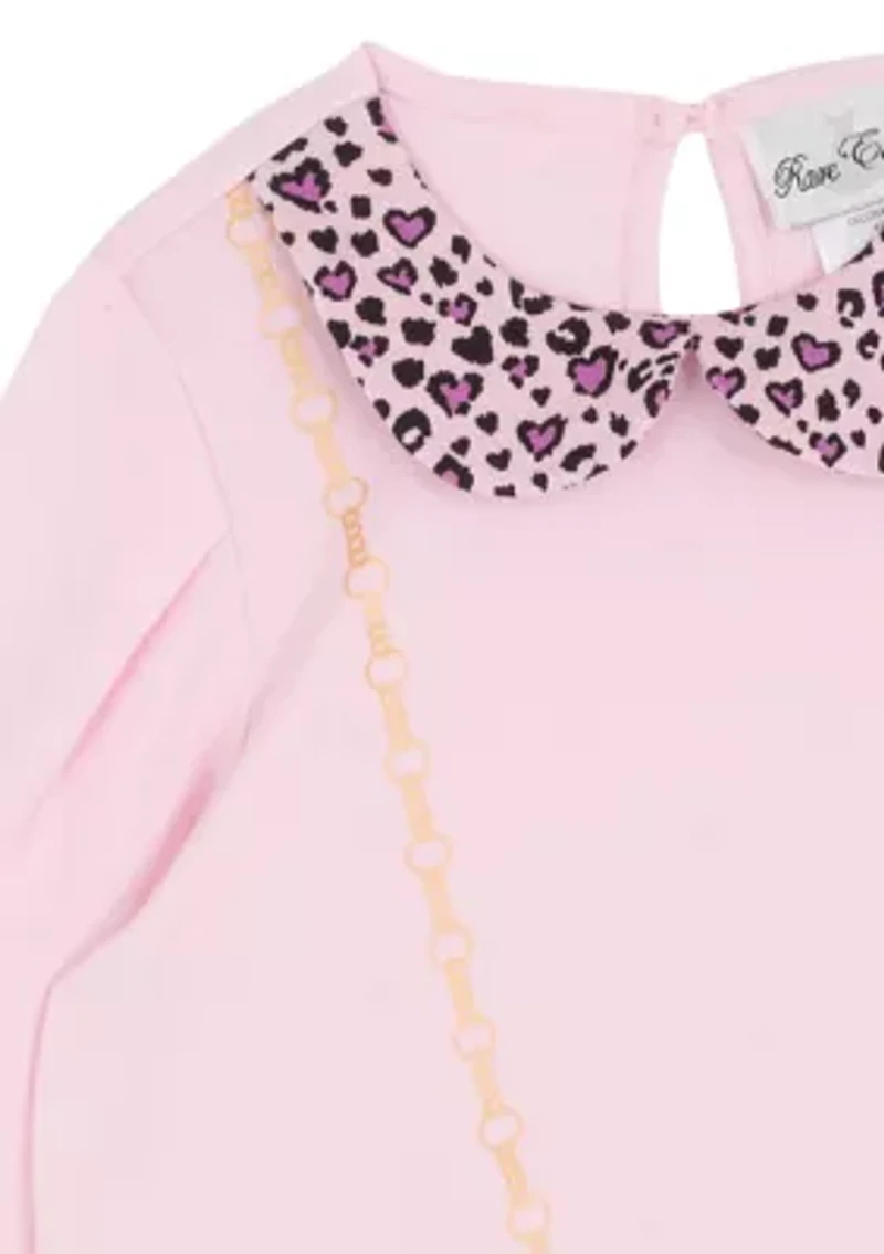 Girls 4-6x Long Sleeve Cat Top and Solid Legging Set