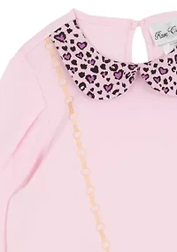 Girls 4-6x Long Sleeve Cat Top and Solid Legging Set