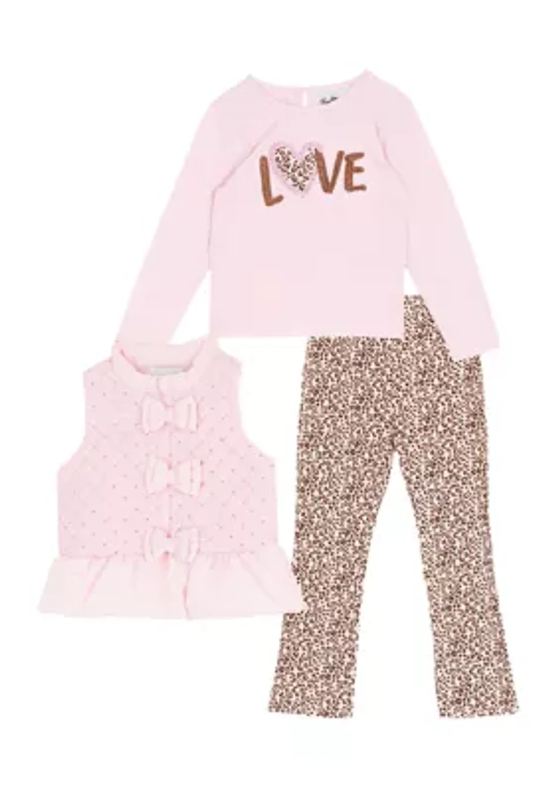 Girls 4-6x Love Animal Print Bow Set