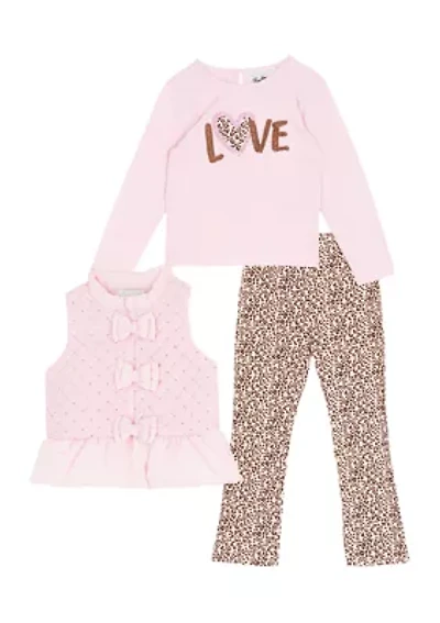 Girls 4-6x Love Animal Print Bow Set
