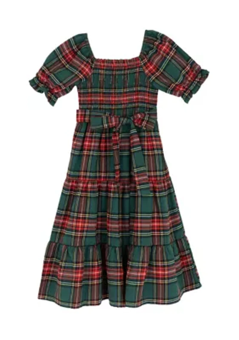 Girls 4-6x Plaid Tiered Maxi Dress