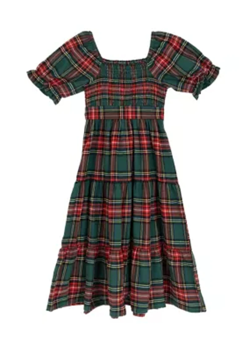 Girls 4-6x Plaid Tiered Maxi Dress