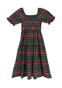 Girls 4-6x Plaid Tiered Maxi Dress