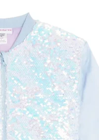 Girls 4-6x Sequin Jacket, Skirt and Heart Graphic T-Shirt