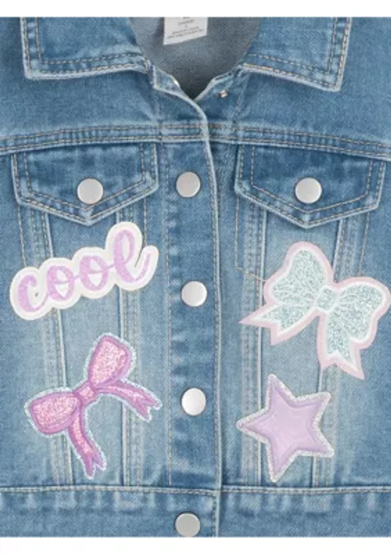 Girls 4-6x Denim Sequin Jacket 3-Piece Skirt Set