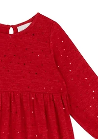 Girls 4-6x Red Glitter Ruffle Dress with Santa Handbag